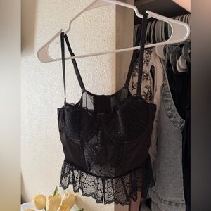 Black Lace Bustier Camisole - Women's Intimates